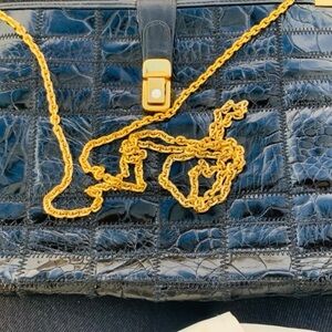 Vintage zenith black croc embossed leather